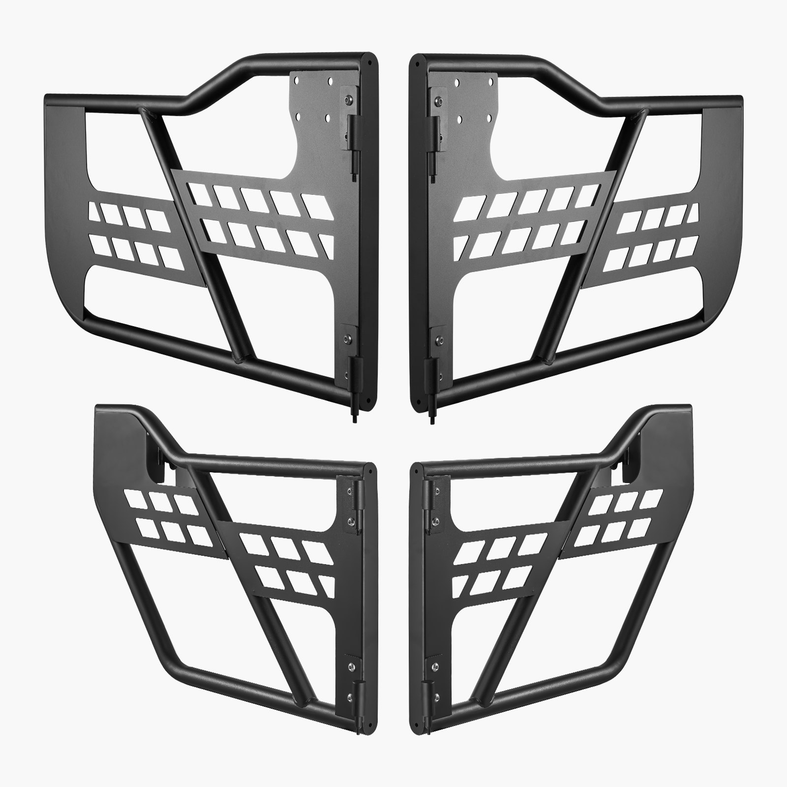 VEVOR Jeep hunting-style tubular doors (4-door) with heavy-duty hinges and OE locking mechanism, Jeep doors with rubber padding, fits 2018-2024 Jeep Wrangler JL and 2020-2024 Jeep Gladiator JT
