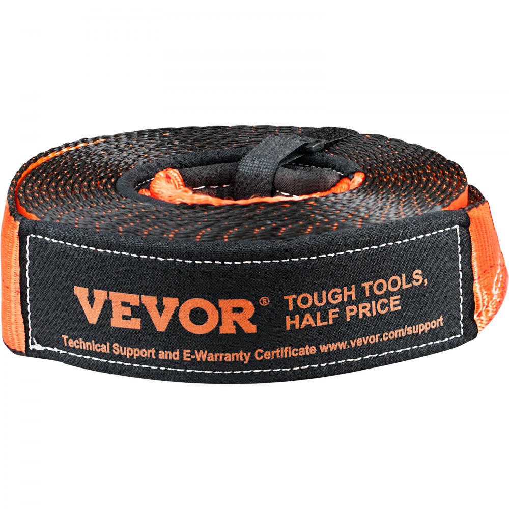 VEVOR Tow Rope, 7.6 x 914.4 cm, Winch Recovery Kit with 13,608 kg Tow Straps, 20,000 kg D-Ring Shackles, Shackle Receiver, Pulley Block, Gloves, Storage Bag for ATV, Jeep, Truck