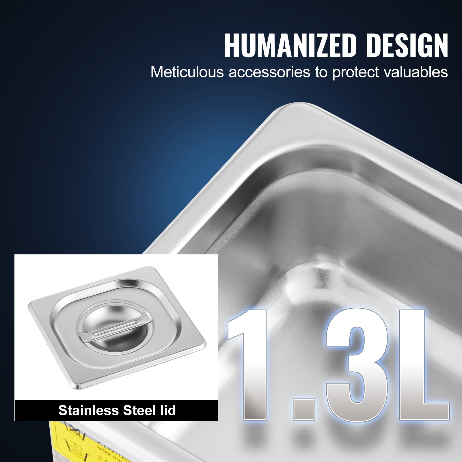 VEVOR Professioneller Ultraschallreiniger, 1,3 L Ultraschall-Schmuckreiniger mit digitalem Timer und Heizung, Edelstahl-Industrie-Schallreiniger 40 kHz für Brillen, Uhren, Ringe, Kleinteile