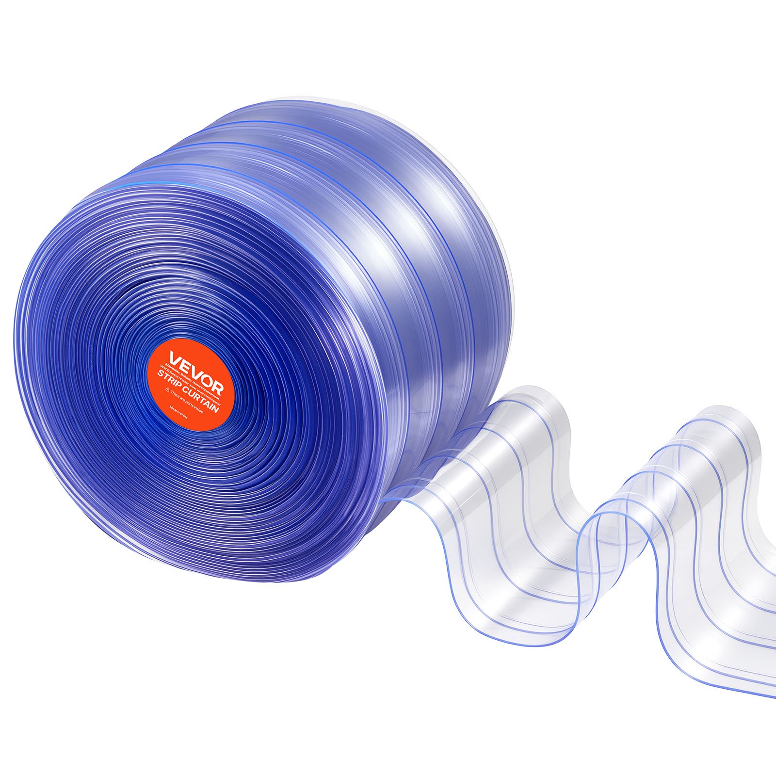 VEVOR Streifenvorhang, 150' Länge, 8" Breite, 0,08" Dicke, durchsichtige gerippte Kunststoff-Türstreifen, PVC-Streifenvorhang-Tür-Großrolle für Lagerhallen, Fabriken, Supermärkte, Einkaufszentren, Hallen, Garagen