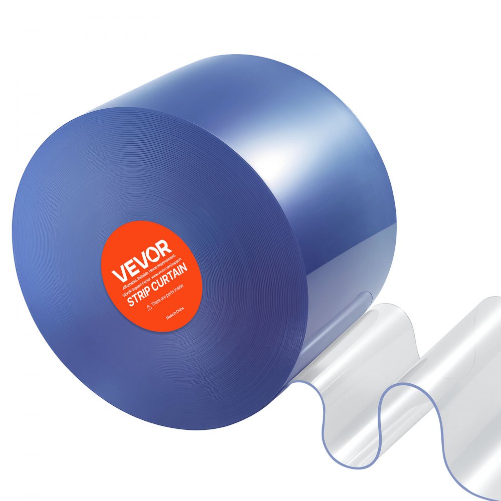 VEVOR Streifenvorhang, 150' Länge, 8" Breite, 0,08" Dicke, klare, glatte Kunststoff-Türstreifen, PVC-Vorhangstreifen-Tür-Großrolle für Lagerhallen, Fabriken, Supermärkte, Einkaufszentren, Hallen, Garagen