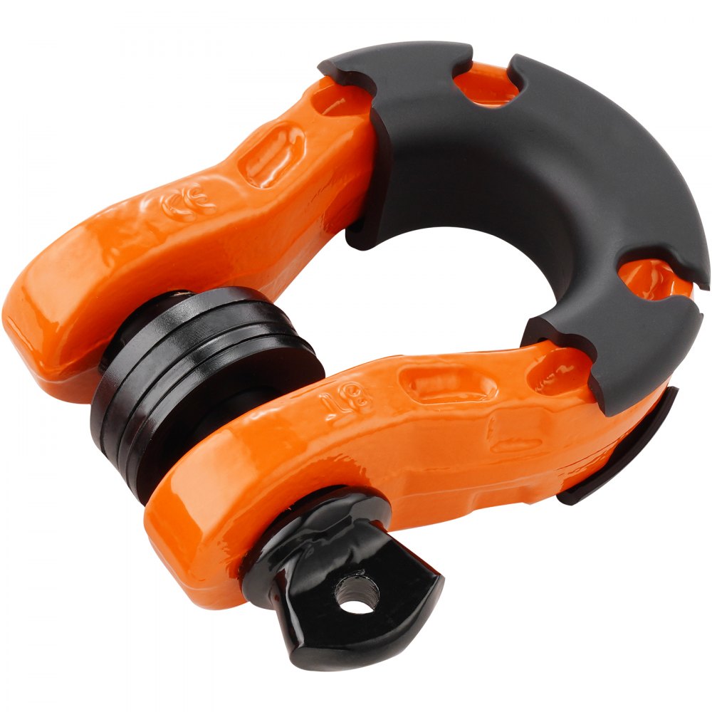 VEVOR 3/4 Zoll D-Ring-Schäkel, 2er-Pack Schäkel aus legiertem Stahl, 30 Tonnen Bruchfestigkeit, mit 7/8 Zoll Schraubstift, Isolatoren und Unterlegscheiben, robuster Bergungsschäkel für Geländefahrzeuge für Jeep-Trucks, orange