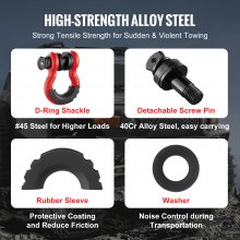 VEVOR 2er-Pack 3/4 Zoll D-Ring-Schäkel mit 7/8 Zoll Schraubstift, Bruchfestigkeit 62832 lbs