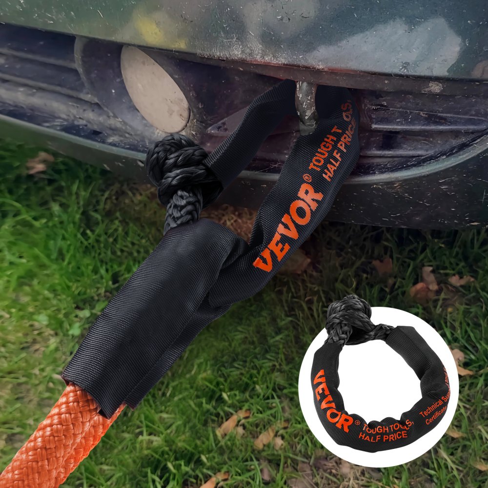 VEVOR Synthetic Soft Shackle, 1/2" x 22" (2-Pack) 44092 lbs (20 Ton) Breaking Strength Recovery Towing Shackle with 2 Extra Sleeves and Storage Bag for UTV, ATV, Truck, Jeep
