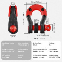 VEVOR 2er-Pack 3/4 Zoll D-Ring-Schäkel mit 7/8 Zoll Schraubstift, Bruchfestigkeit 66139 lbs