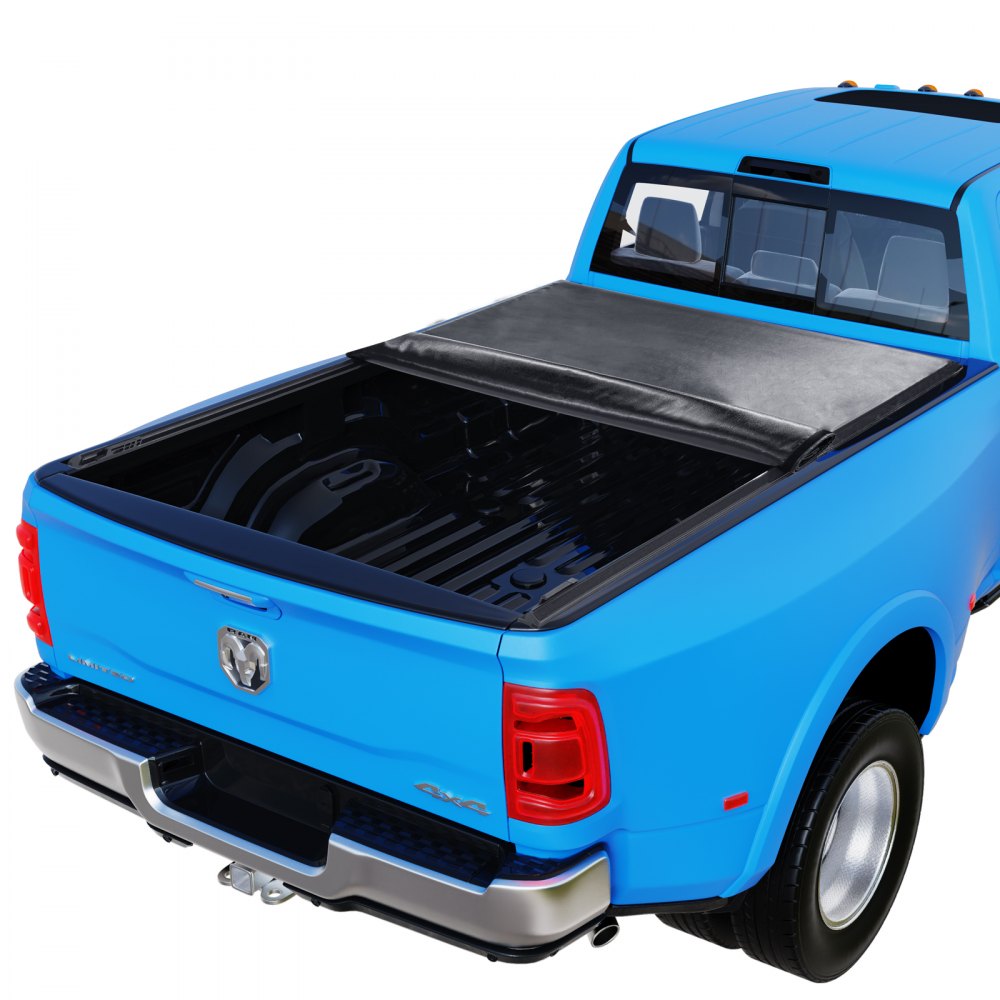 VEVOR Ladeflächenabdeckung, aufrollbare Ladeflächenabdeckung, kompatibel mit 2002-2018 Dodge Ram 1500, 2003-2024 2500 3500, 2019-2024 Classic, für 6,4 x 5,5 Fuß große Ladefläche, weiches PVC-Material