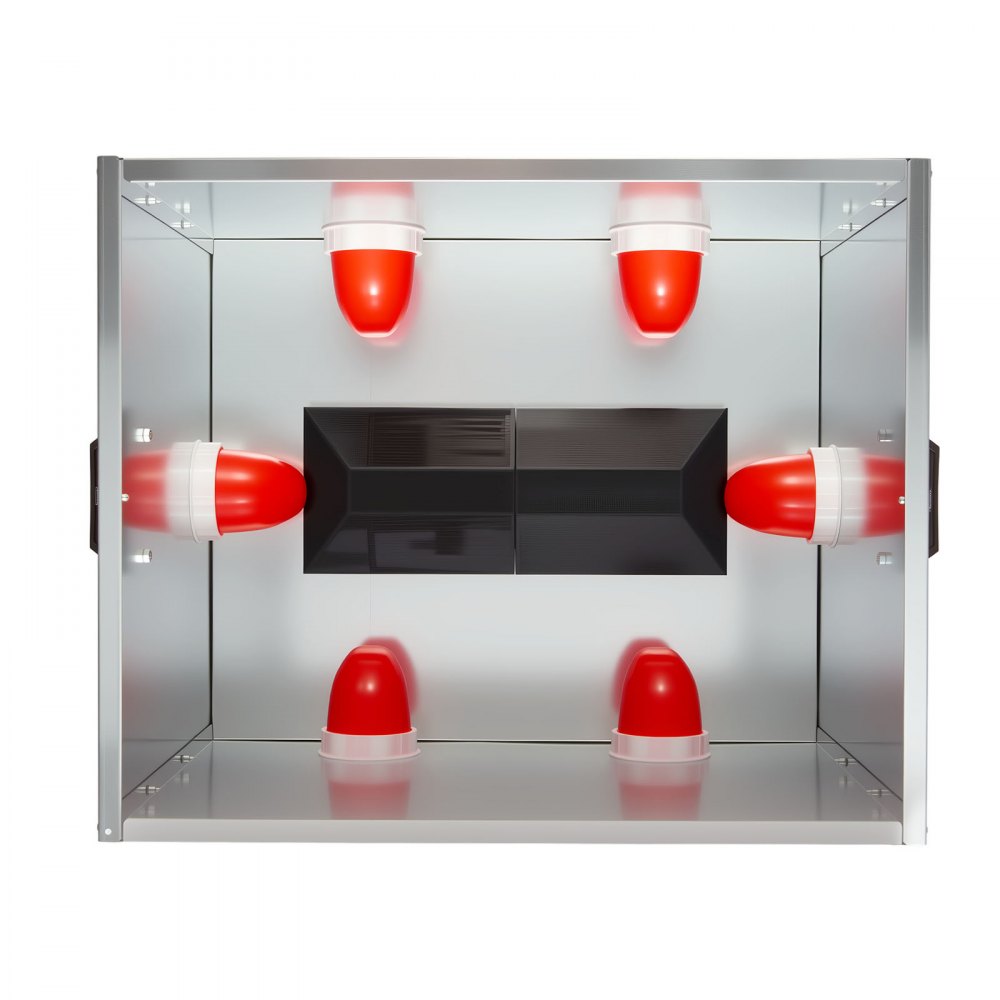 VEVOR Futterautomat Hühner, 38,5 kg, Geflügel Futterspender mit 6 Futteröffnungen, Verschluss & Griff, automatischer Hühnerfutterspender Metallkonstruktion, Hühnerzubehör für Hennen/Enten/Geflügel