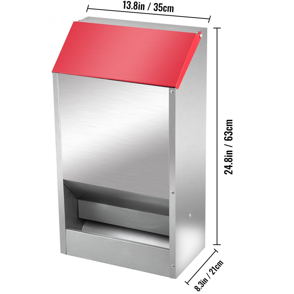 VEVOR Futterautomat Hühner 22,6 kg, Hühner-Futterspender, automatische Futterstation, hängender Hühner-Futterspender mit Deckel, wetterfester Futterspender für den Außenbereich, geneigter Deckel