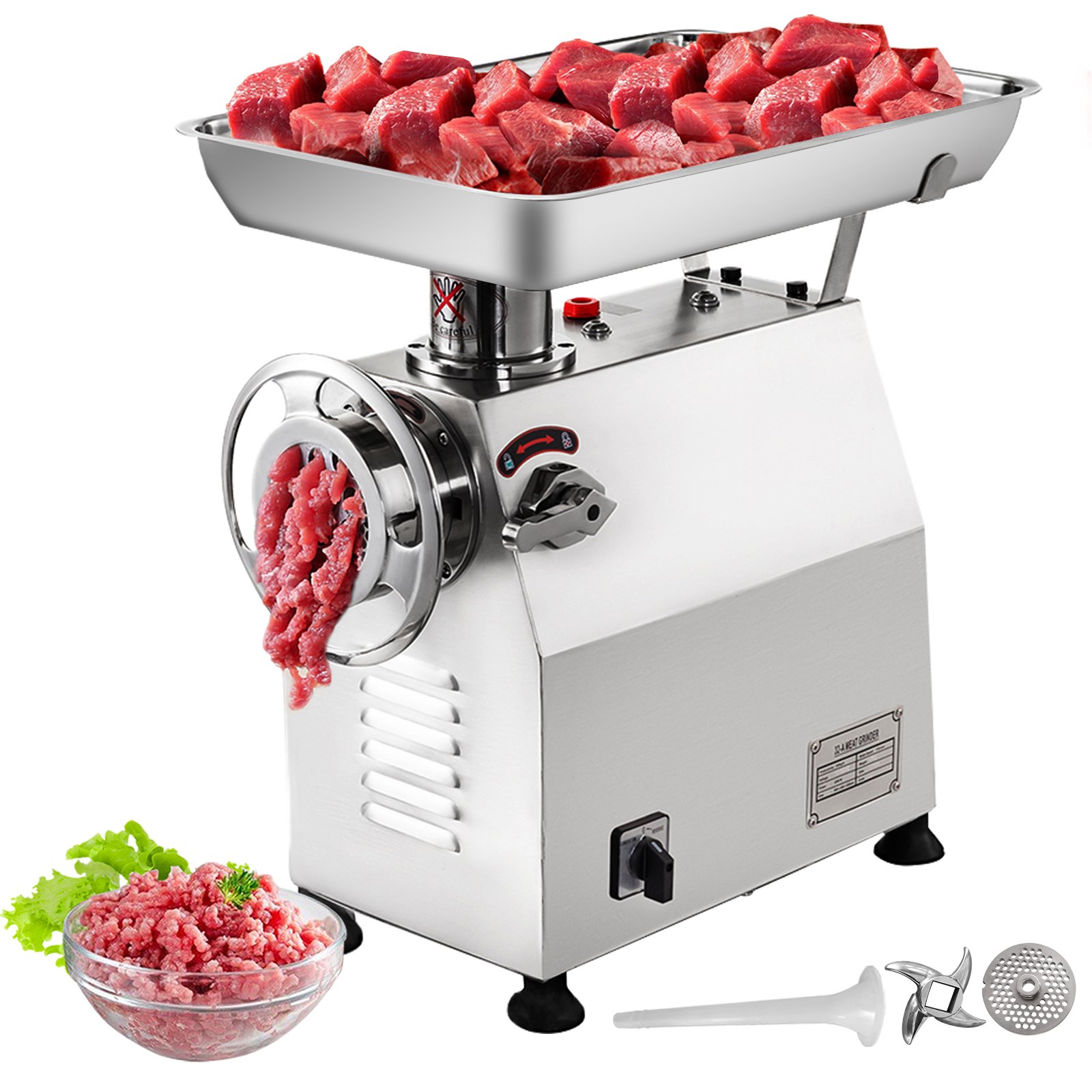 VEVOR Profi Fleischwolf elektrisch 2200W Wurstfüller Fleischwolf Edelstahl 350kg/h Fleischwolf Spitzgebäck Industrie Faschiermaschine