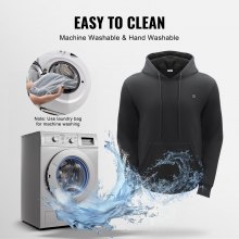 VEVOR Beheizter Hoodie, Unisex Beheiztes Sweatshirt mit Akkupack 7,4 V, Elektrische Jacke mit 5 Heizzonen für Männer & Frauen, Leichter warmer beheizter Outdoor-Pullover zum Angeln und Camping, Größe S Schwarz