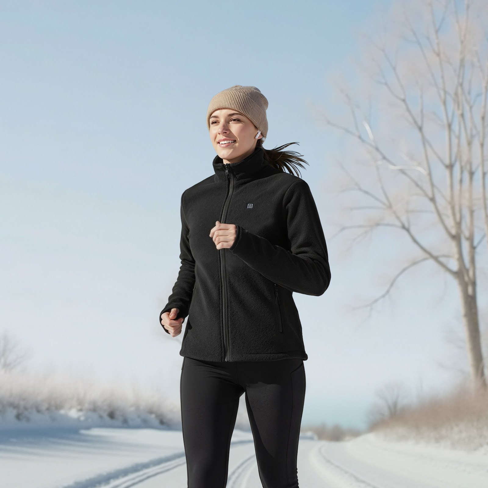 VEVOR Beheizbare Fleecejacke Damen, Heizjacke mit 7,4 V 16000 mAh wiederaufladbarem Powerbank-Pack, 6 Heizzonen, 3 Temperaturstufen, 3/6/10 Std. Wärme, für Winter-Outdoor-Camping, Schwarz, XXL