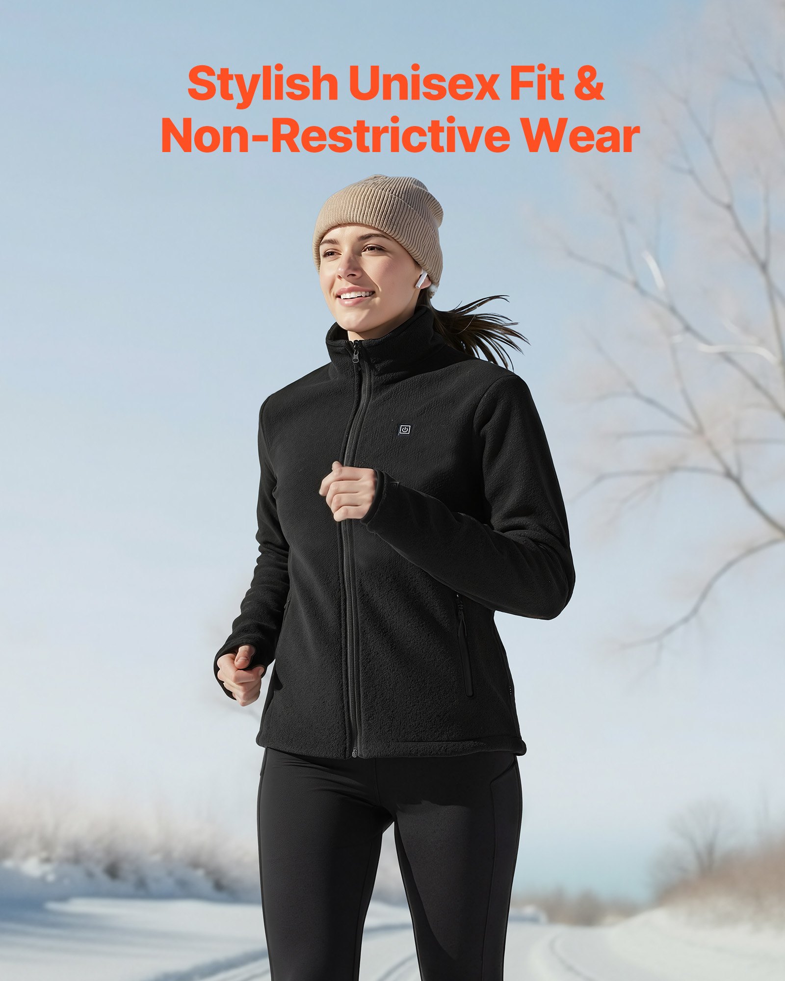 VEVOR Beheizte Fleecejacke für Damen, Heizjacke mit 7,4 V 16000 mAh wiederaufladbarem Powerbank-Pack, 6 Heizzonen, 3 Temperaturstufen, 3/6/10 Std. Wärme, für Winter-Outdoor-Camping, Schwarz, XL