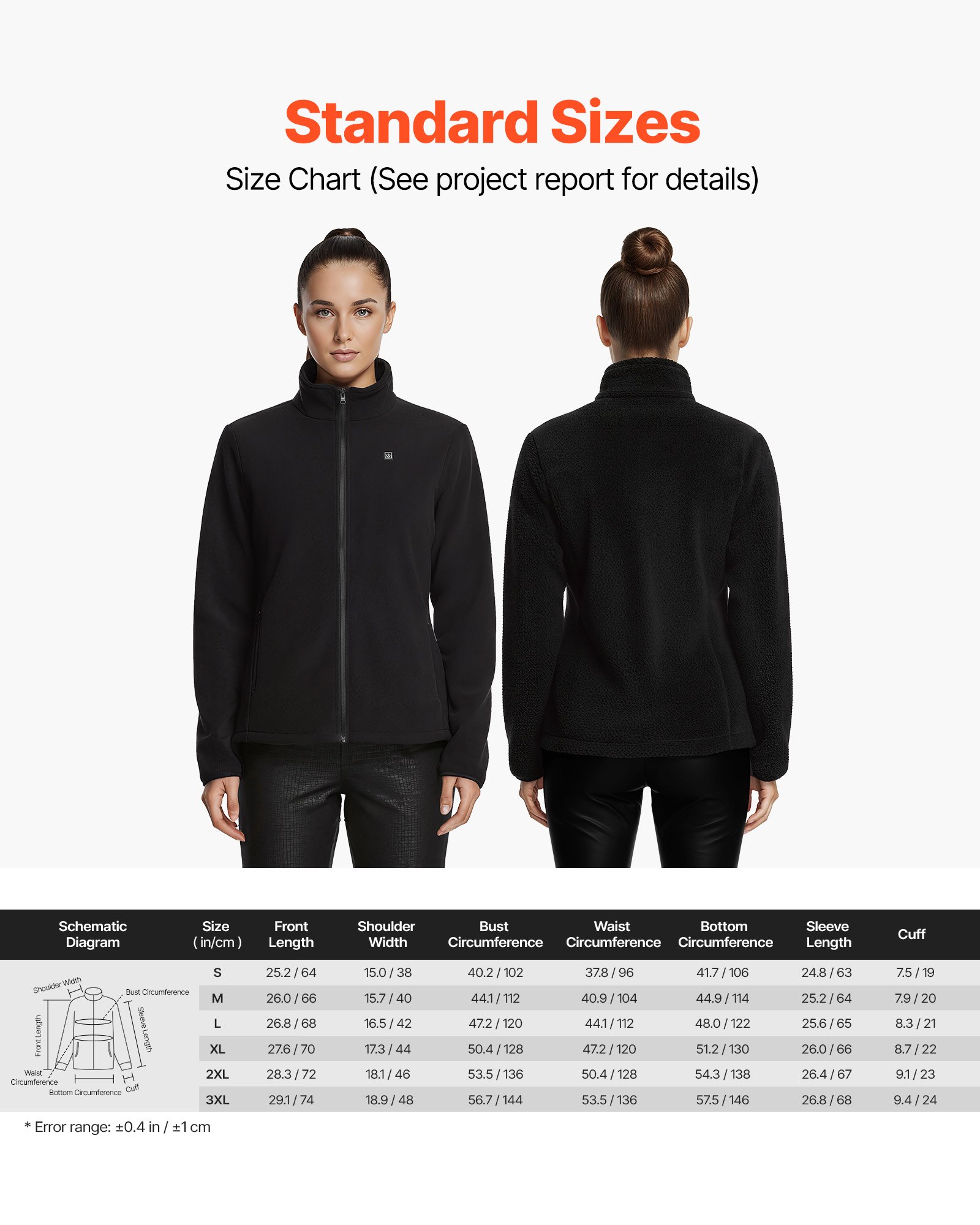 VEVOR Beheizte Fleecejacke für Damen, Heizjacke mit 7,4 V 16000 mAh wiederaufladbarem Powerbank-Pack, 6 Heizzonen, 3 Temperaturstufen, 3/6/10 Std. Wärme, für Winter-Outdoor-Camping, Schwarz, XL