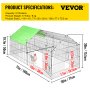 VEVOR Hühnerstall 180 x 77 x 75,5 cm Freilaufgehege aus pulverbeschichtetem Eisen-Freigehege mit 118 x 85 cm Abdeckplane Voliere Kleintierstall Tiergehege