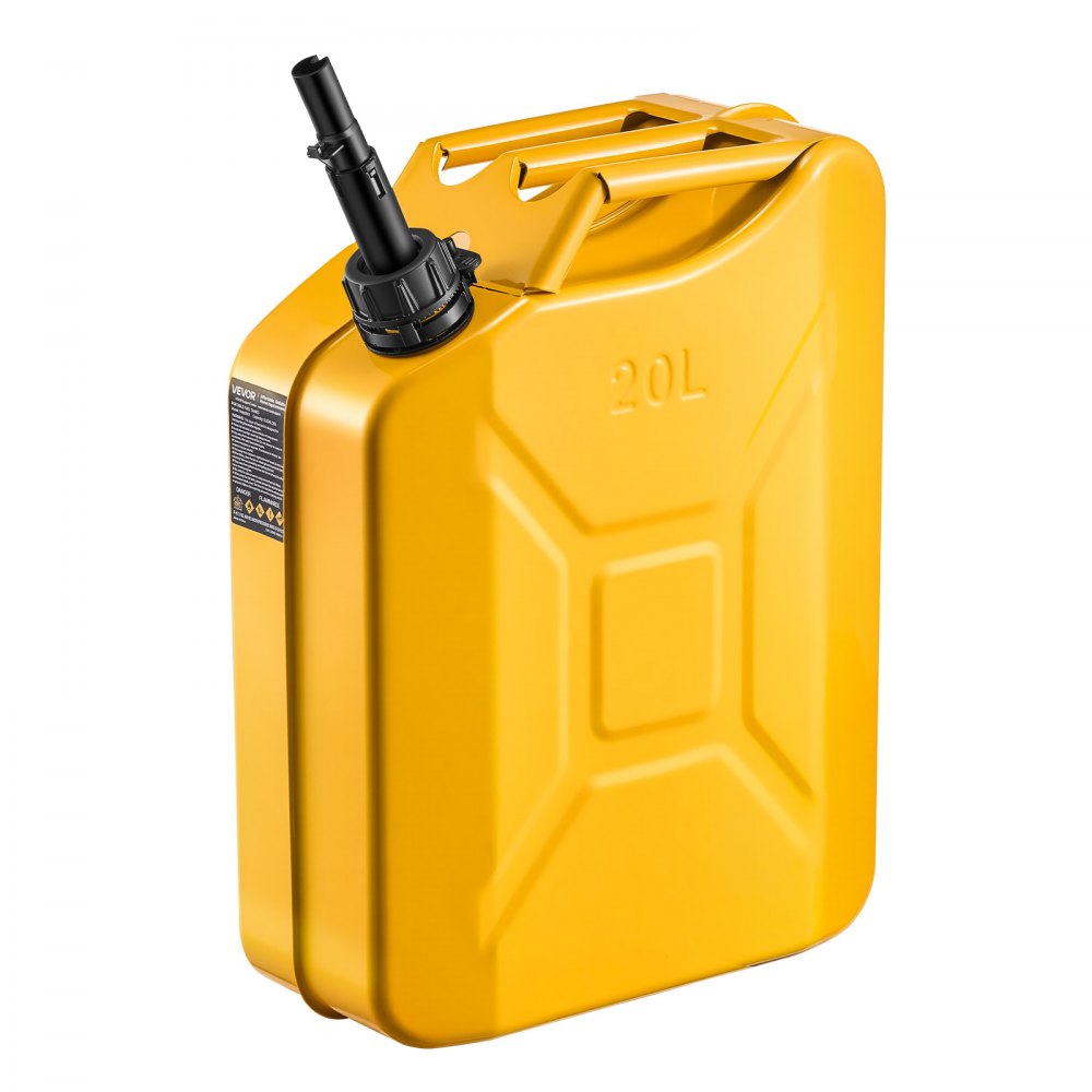 VEVOR Benzinkanister Metall 20 L, Kraftstoffkanister mit Ausgießer & Komfortgriff, 6 L/min max. Durchflussrate, auslaufsicherer Benzintank für die meisten Autos, Motorräder, ATVs & UTVs, Gelb