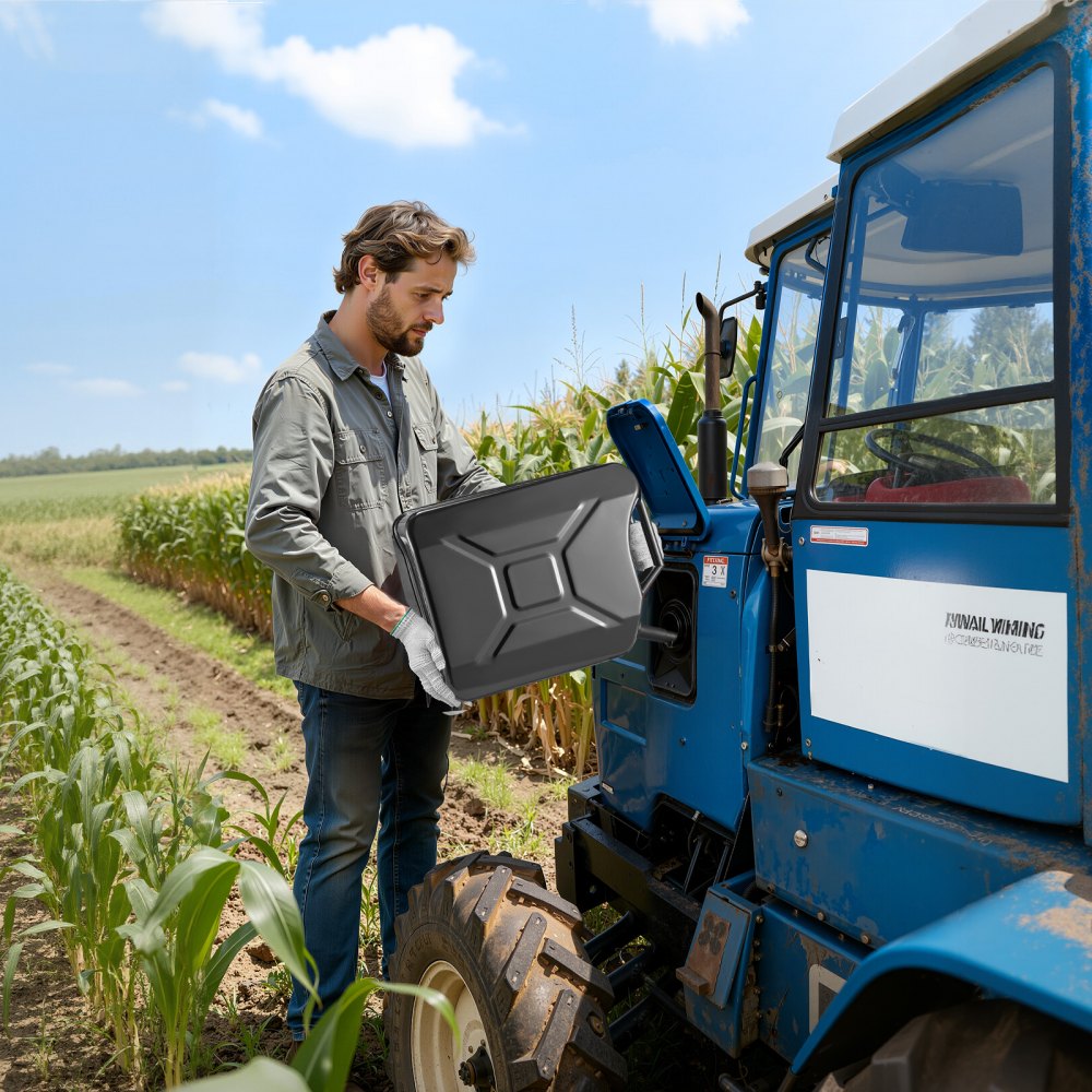 VEVOR Kraftstoffkanister Metall 20 L, Benzinkanister mit Ausgießer & Komfortgriff, 6 L/min Durchflussrate, Auslaufsicherer & Korrosionsbeständiger, Ideal für Autos, Motorräder, ATVs & UTVs, Schwarz