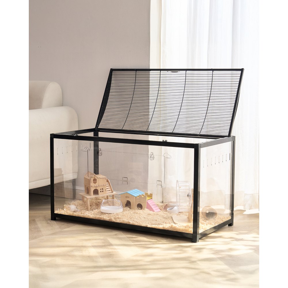 VEVOR Hamsterkäfig, 360°-Sicht, transparenter Hamsterlebensraum, Kleintierkäfig, 96x47x55 cm, belüfteter Mäusekäfig mit Vordertür, Rattenkäfig, tragbares Hamsterhaus für Ratten, Meerschweinchen