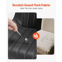 VEVOR moderner Esszimmerstuhl (4 Stk.) eleganter gepolsterter Stoff-Beistellstuhl (136 kg belastbar) für Esstische, platzsparender Küchentischstuhl mit dicken Kissen & Metallbeinen, Schwarz Café