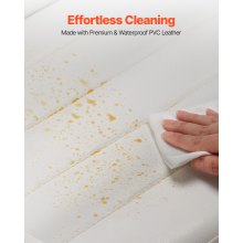 VEVOR moderner Esszimmerstuhl (4 Stk.) eleganter gepolsterter Leder-Beistellstuhl (136 kg belastbar) für Esstische, platzsparender Küchentischstuhl mit dicken Kissen & Metallbeinen, Weiß Cafeteria