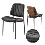 VEVOR Retro-Esszimmerstuhl (2 Stk.) eleganter gepolsterter Leder-Beistellstuhl (158,76 kg belastbar) für Esstische, platzsparender Küchentischstuhl mit dicken Kissen & Metallbeinen, Schwarz Café