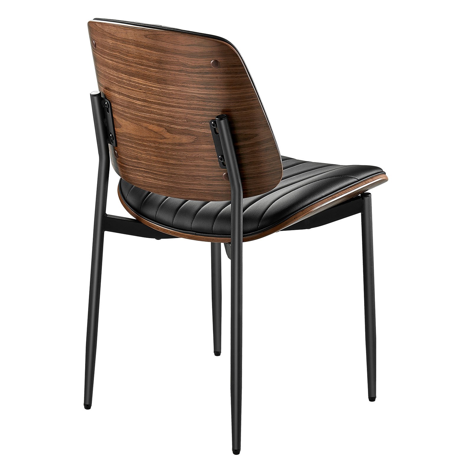 VEVOR Retro-Esszimmerstuhl (2 Stk.) eleganter gepolsterter Leder-Beistellstuhl (158,76 kg belastbar) für Esstische, platzsparender Küchentischstuhl mit dicken Kissen & Metallbeinen, Schwarz Café