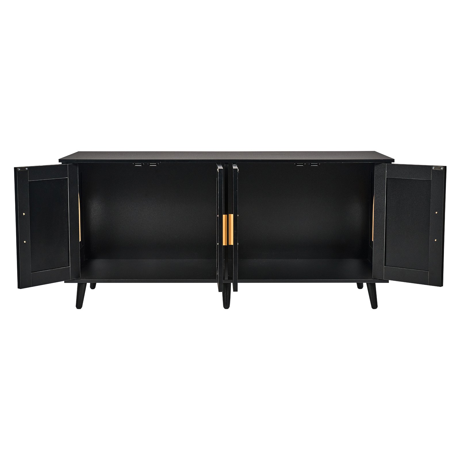 VEVOR Cat Litter Box Enclosure for 2 Cats, Concealed Cat Litter Box Furniture with Rattan-Decorated Doors, Wooden Cat Litter Box Cabinet Fits Most Litter Boxes, 119.4 cm L x 40.1 cm W x 55.6 cm H, Black