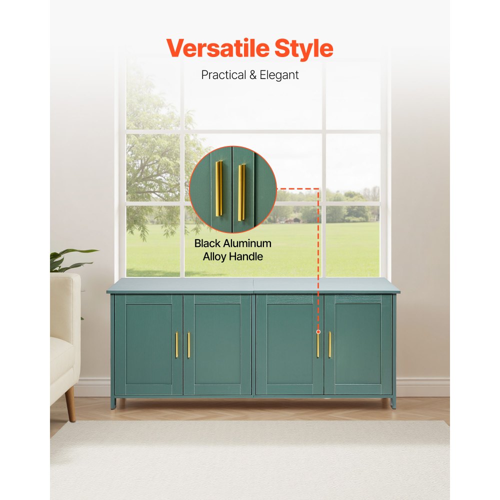 VEVOR Katzenschrank, 1200x450x500 mm, Katzentoiletten mit 4 Türen & 2 Eingängen, Katzenklo Schrank für den Innenbereich, Katzenhaus aus Holz, passend für die meisten Katzentoiletten, grün