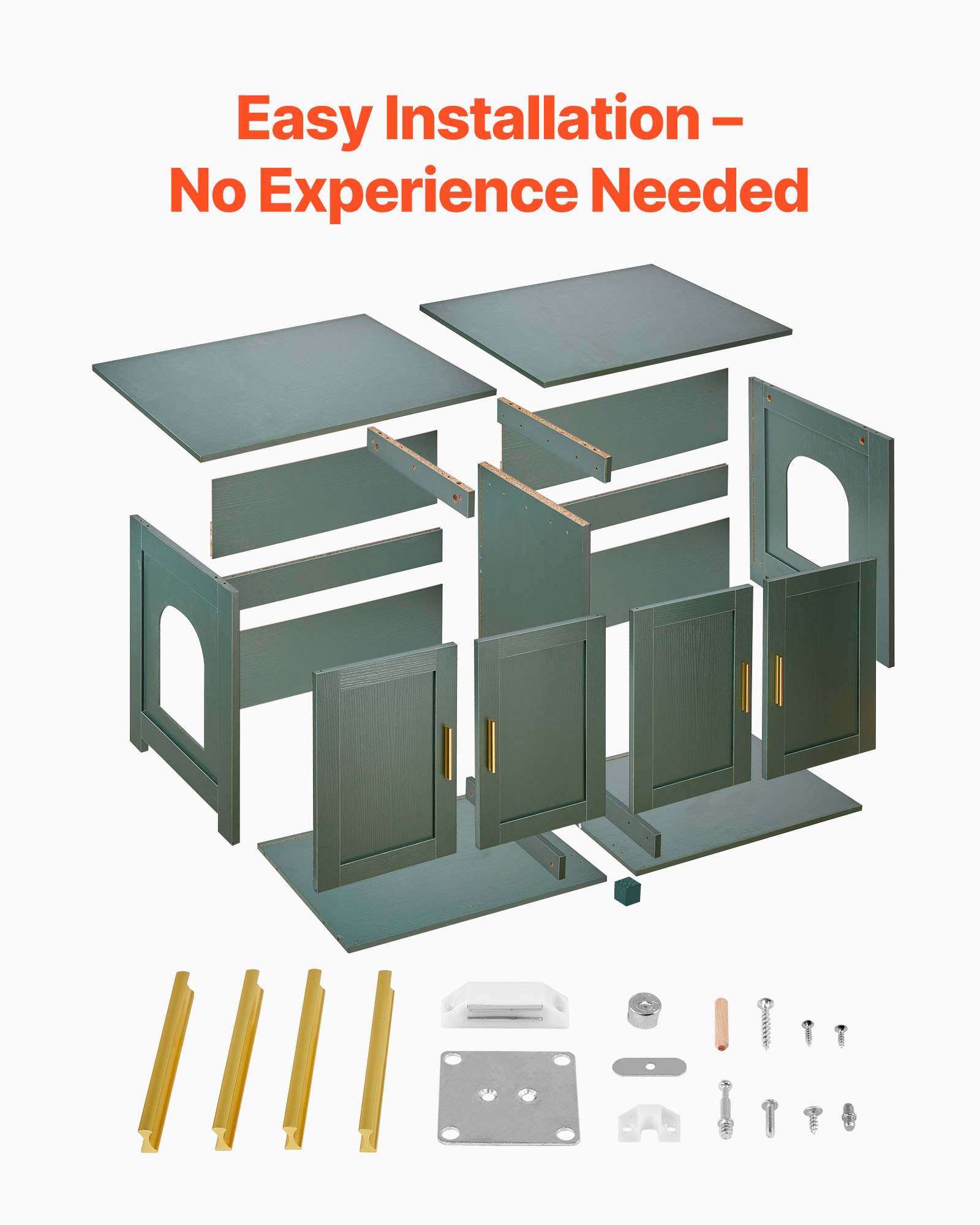 VEVOR Katzenschrank, 1200x450x500 mm, Katzentoilette mit 4 Rattantüren & 2 Eingängen, Katzenklo Schrank für den Innenbereich, Katzenhaus passend für die meisten Katzentoiletten, grün