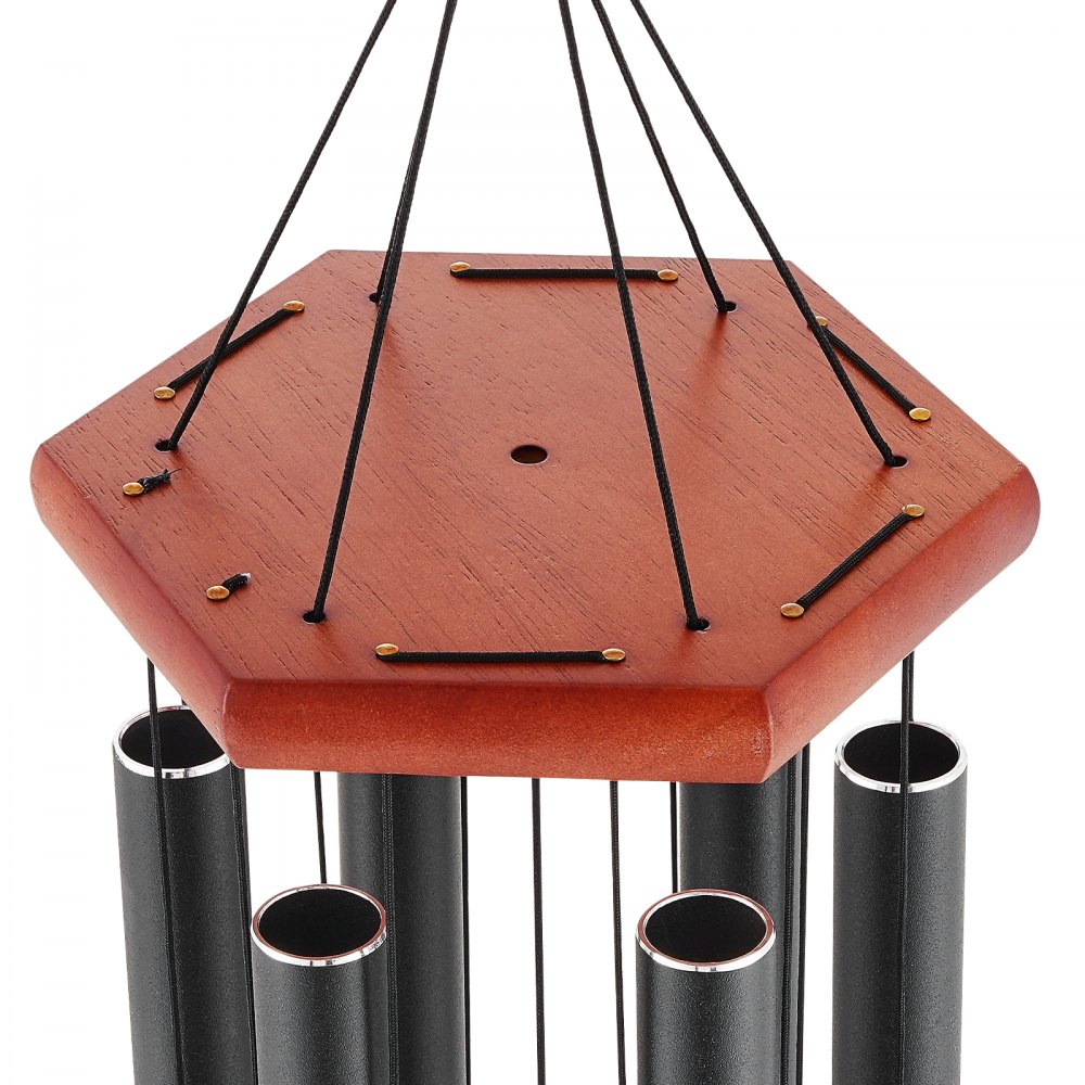 VEVOR Windspiel für draußen, 60 Zoll, Windspiel mit tiefem Ton und 6 Röhren, einzigartiges großes Gedenk-Windspiel zum Jahrestag, tolle Außendekoration für Ihre Terrasse, Veranda, Ihren Garten und Hinterhof, schwarz