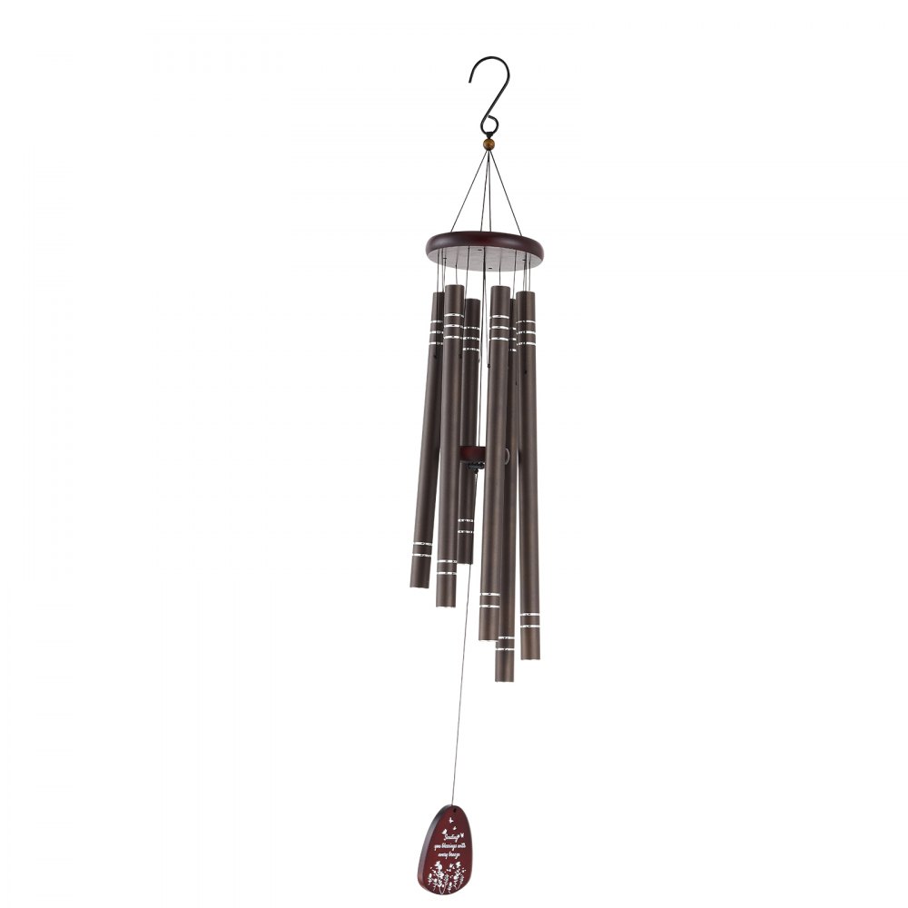 VEVOR Outdoor Wind Chime, 42 inches, Deep Tone Wind Chime with 6 Tubes, Unique Large Anniversary Memorial Wind Chime, Great Outdoor Decoration for Your Patio, Porch, Garden and Backyard, Dark Brown