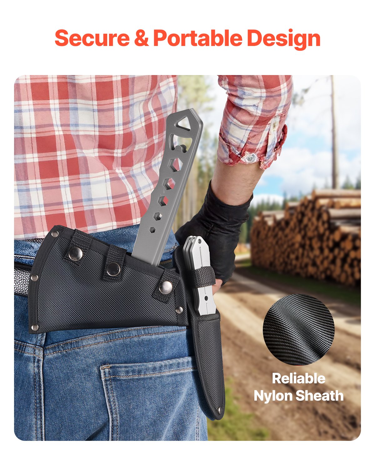 VEVOR Wurfäxte und Tomahawks Set inkl. 3 Stk. Beile & 3 Stk. Wurfmesser, Wurfprodukte-Set, Griff mit Schraubenschlüssel & Flaschenöffner, Edelstahl, schwarze Nylonscheide, für Freizeitwettbewerbe