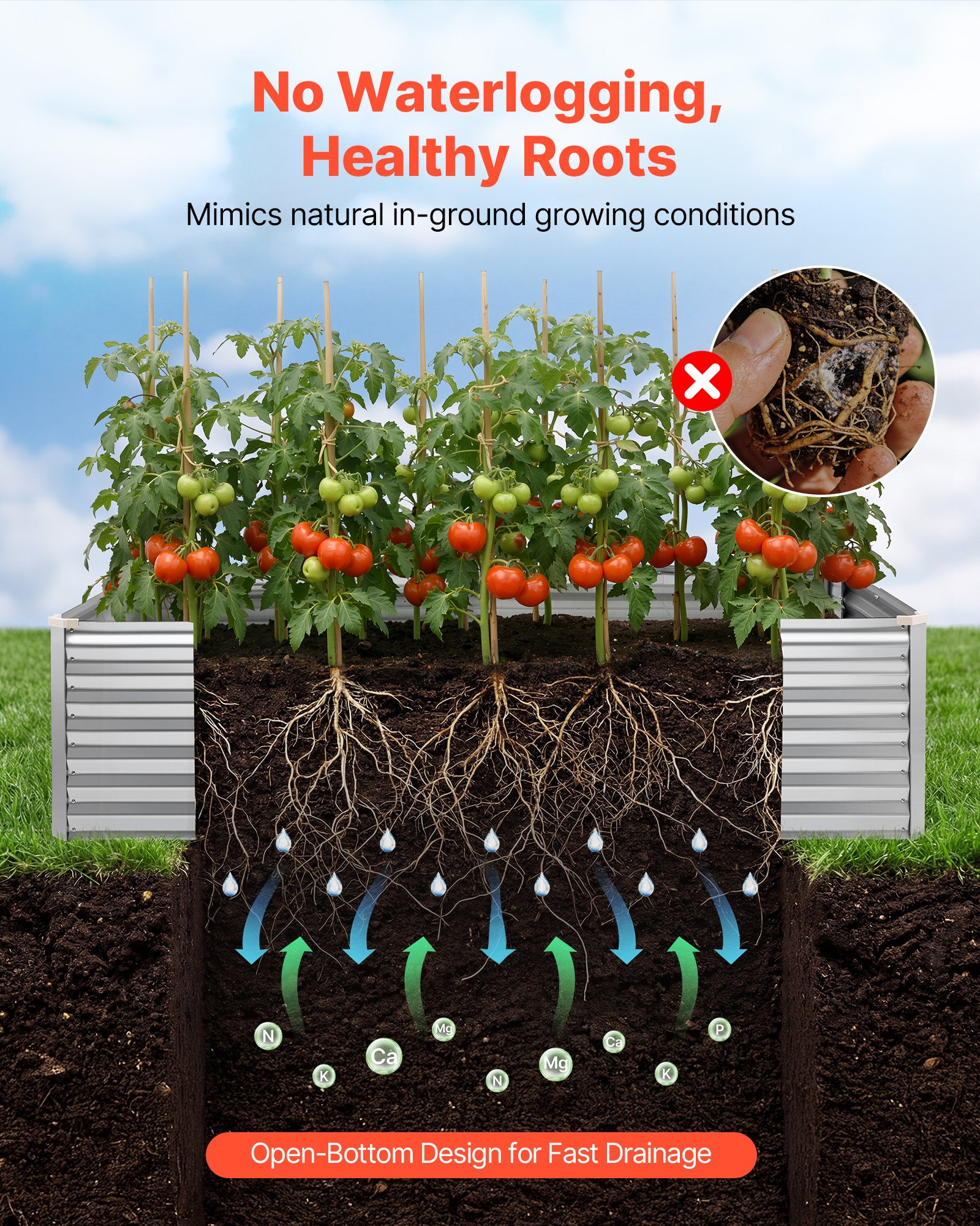 VEVOR Hochbeet Metall 240x120x62 cm, Rechteckiges Gartenbeet, Pflanzkasten-Set für den Außenbereich, Gemüsebeet mit Handschuhen, Blumenbeet Bodenlos, Pflanzbeet für Blumen & Gemüse, Silber