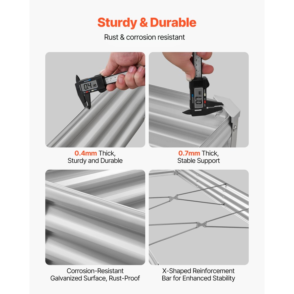 VEVOR Hochbeet Metall 3600x1200x290 mm, Pflanzbeet, Gemüsebeet, Pflanzkasten mit offenem Boden & abgerundeten Kanten, Blumenbeet, Kräuterbeet, für Gemüse, Blumen, Kräuter & Sukkulenten, verzinkt