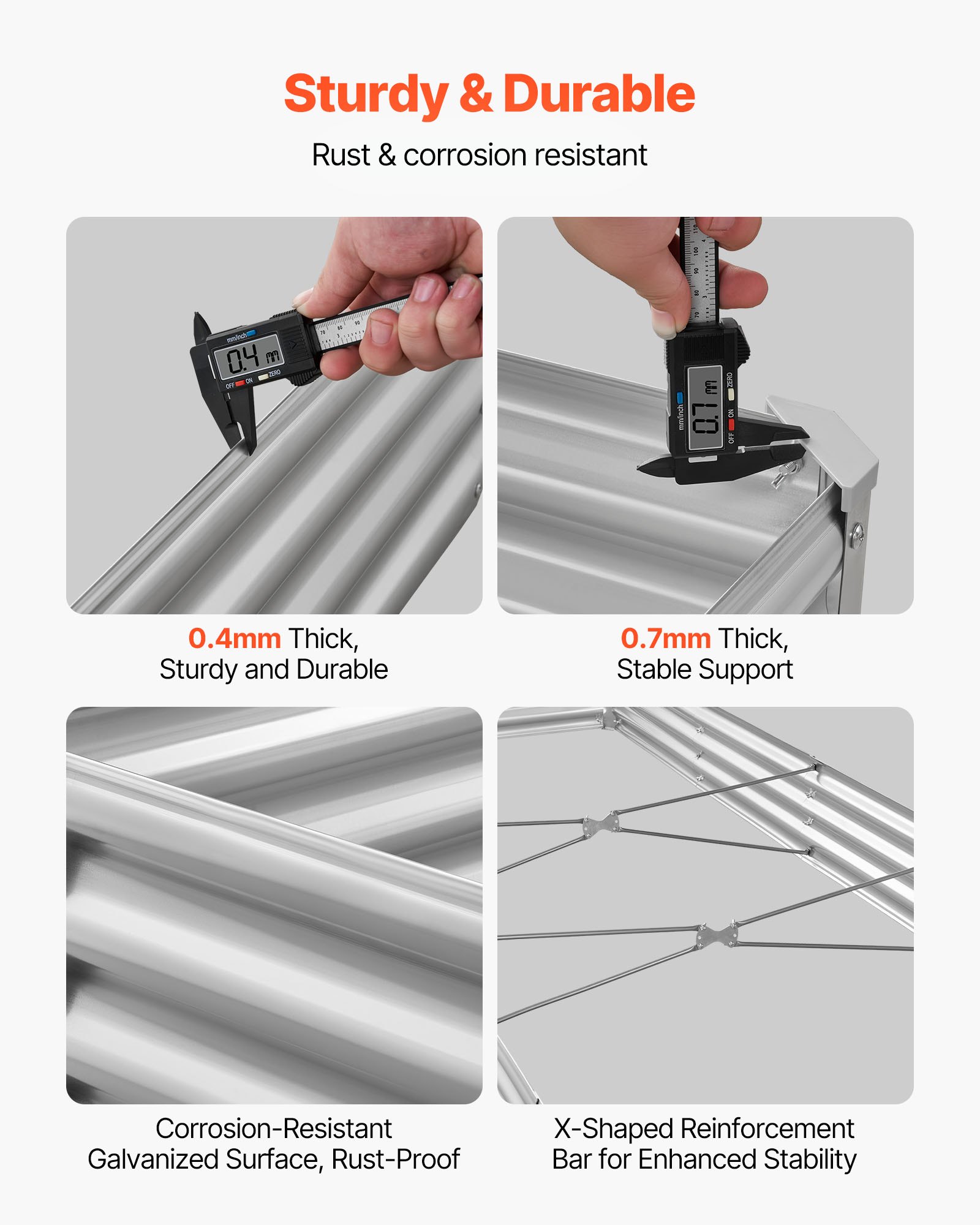 VEVOR Hochbeet Metall 3600x1200x290 mm, Pflanzbeet, Gemüsebeet, Pflanzkasten mit offenem Boden & abgerundeten Kanten, Blumenbeet, Kräuterbeet, für Gemüse, Blumen, Kräuter & Sukkulenten, verzinkt