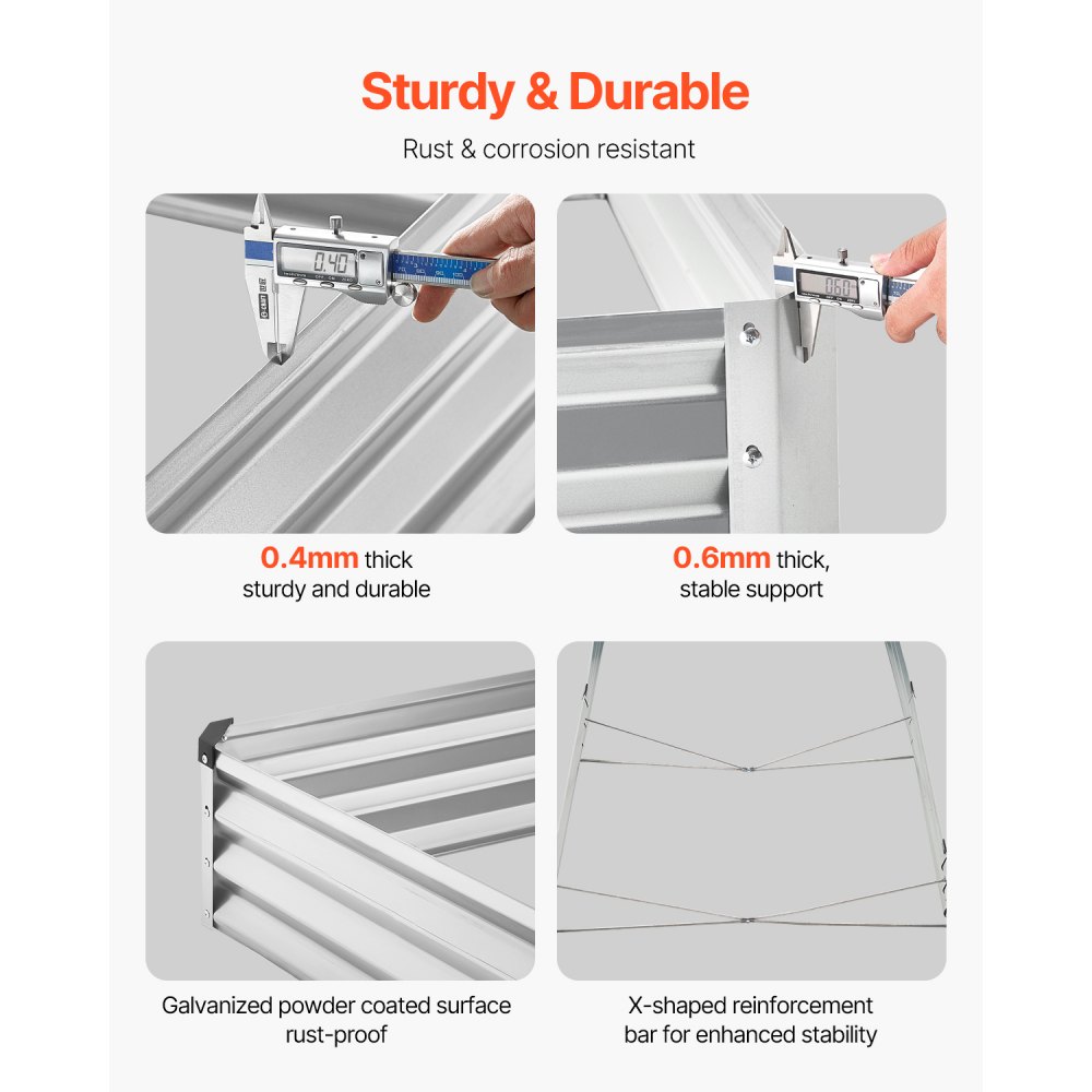 VEVOR Hochbeet aus Metall, 3605x1205x285mm, verzinkter Pflanzkasten für den Außenbereich, mit offenem Boden, großes Gemüsebeet für den Anbau von Gemüse, Blumen, Kräutern und Sukkulenten, Silber