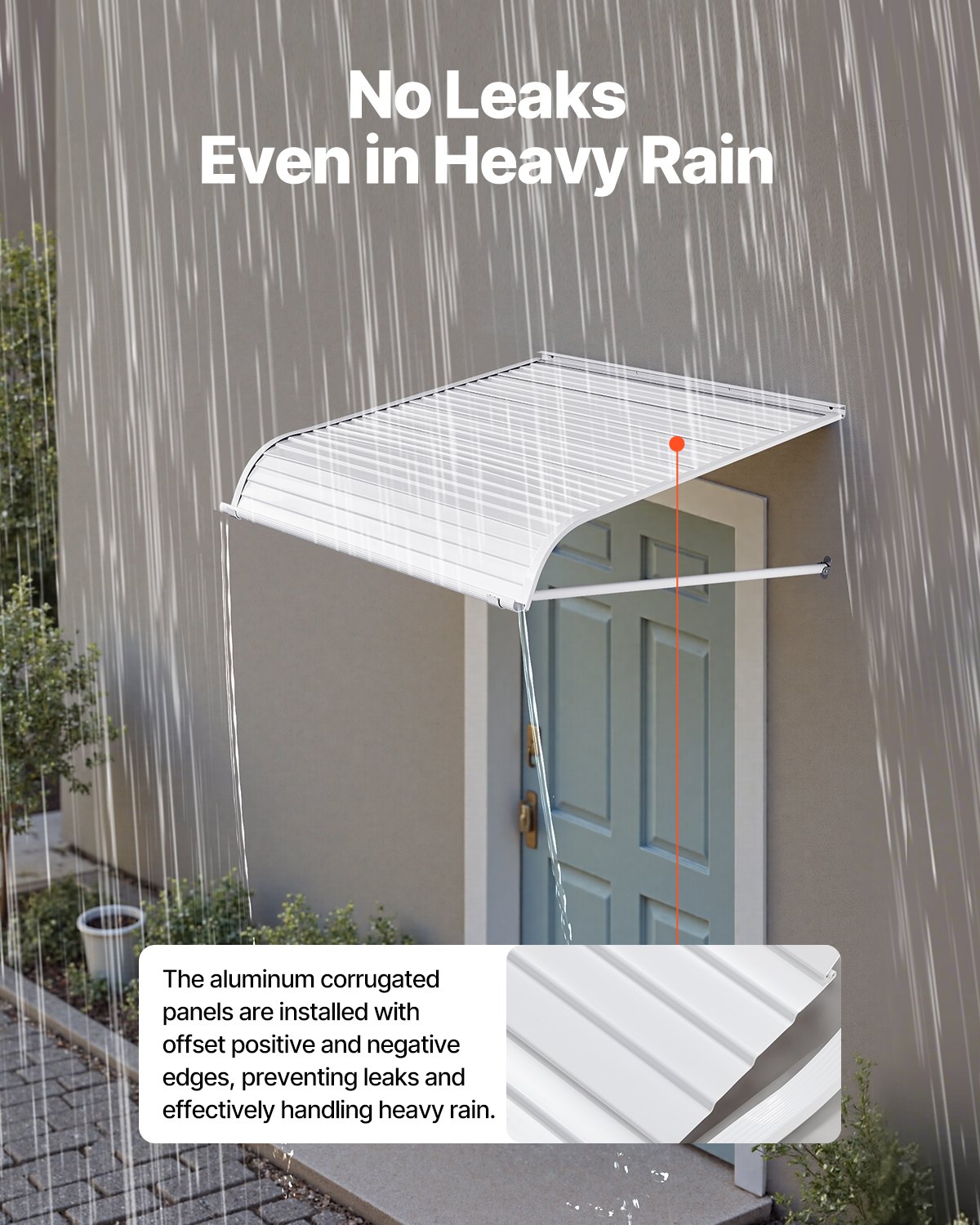 VEVOR Fenstermarkise 101,6x106,6x51 cm, Türvordach, Sonnenschutz, leichte & stabile Aluminium-Außenmarkisen, Schutz vor Regen, Schnee & Sonnenlicht für Tür, Eingang, Fenster, Terrasse, Veranda