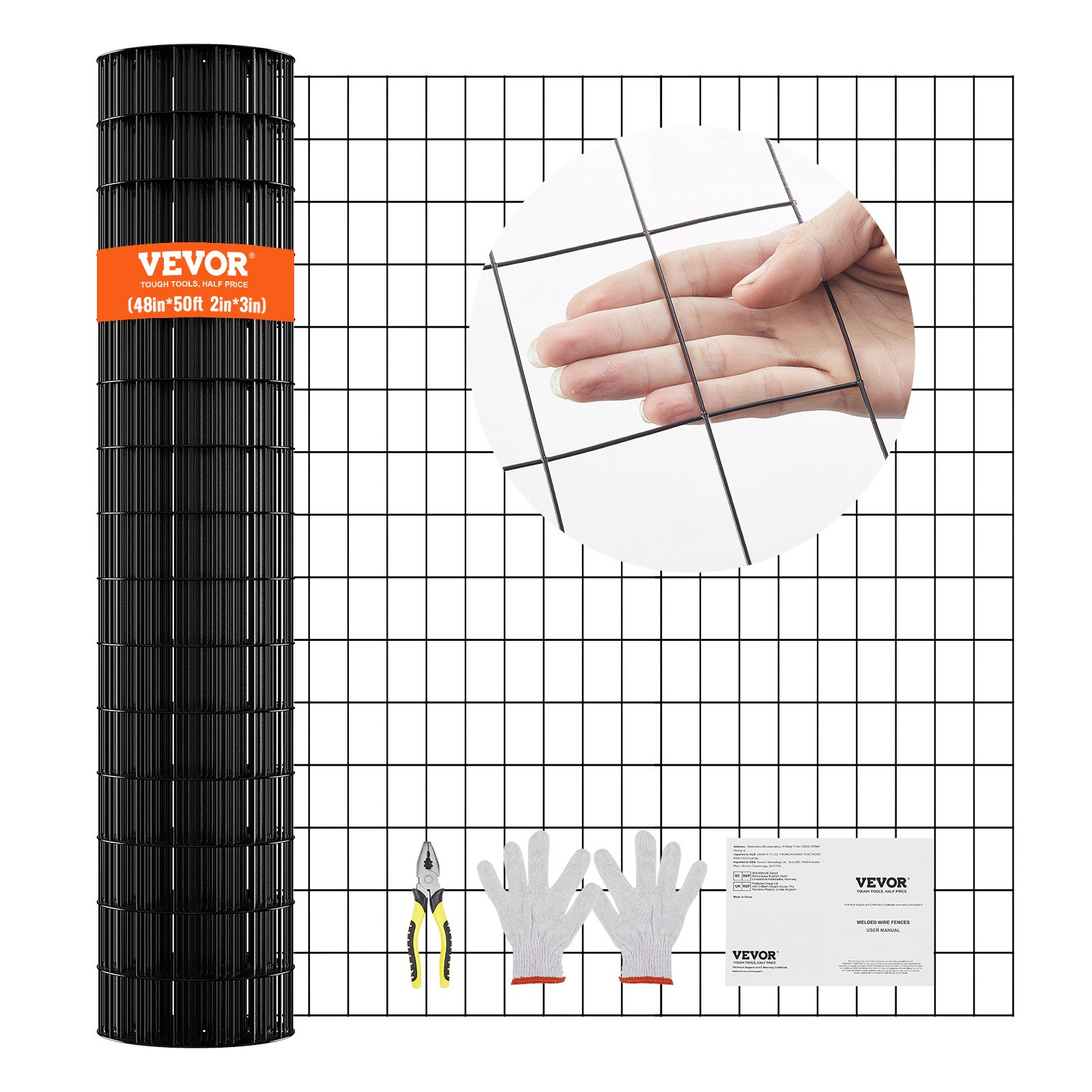 VEVOR Maschendrahtzaun 1220x15240mm verzinkte Maschendrahtrolle, Drahtzaun, Metalldrahtgeflecht mit Vinylbeschichtung für Hühnerstallbarrieren, Kaninchen- und Schlangenzäune, Geflügelgehege