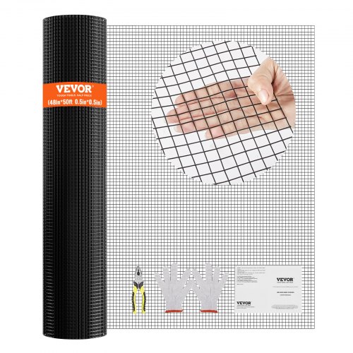 VEVOR Volierendraht 122 x 1524 cm, Gartenzaun, 1,06 mm Maschendrahtzaunrolle, Vinylbeschichtetes Drahtzaun für Hühnerstallbarrieren, Kaninchen- und Schlangenzäune, Geflügelgehege