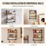 VEVOR Industrielles Rohrregal, 2 Ebenen, 61 x 20 cm, Wandmontage, schwebende rustikale Holzregale, Halterung, Lagerregal, Kleinteilehalter für Küche, Schlafzimmer, Badezimmer, Wohnzimmer, schwarz