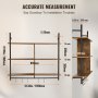 VEVOR Schweberegal Industrielle Rohrregal Wandregal Regalrohre 3 Ebenen 105x24cm