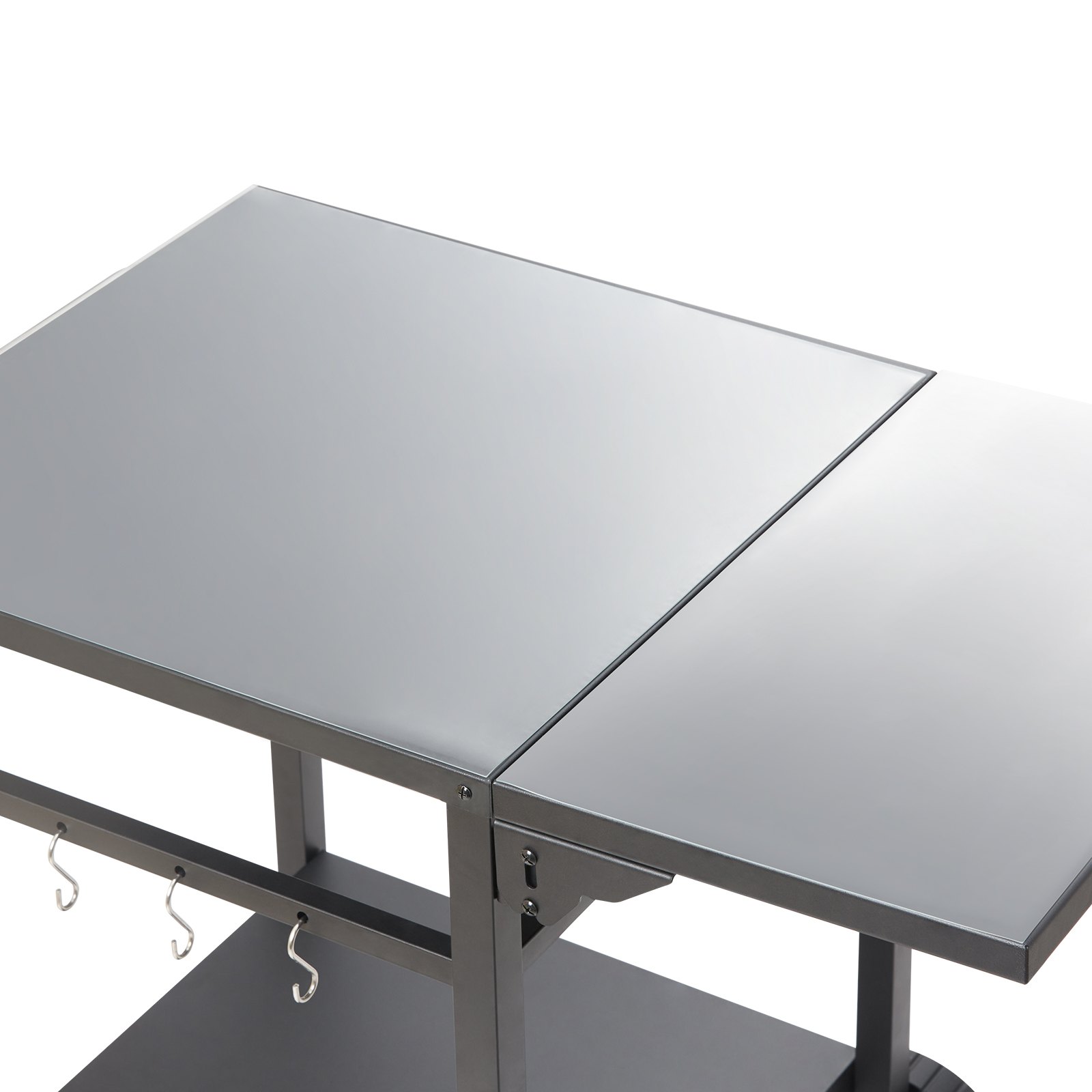 VEVOR Servierwagen Küchenwagen 97,2 x 64 x 75,5 cm Outdoor-Grill-Esswagen mit Doppelter Ablage, Beweglicher Grilltisch für die Zubereitung von Speisen, Multifunktionale Tischplatte aus Eisen Schwarz