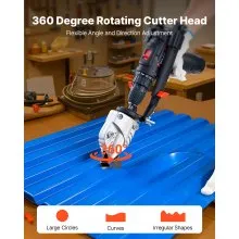 VEVOR Blechschere elektrisch, kompatibel mit 18-20-V-Bohrmaschinen, 360° Schwenkkopf, Metallscherenaufsatz ideal für 18 GA verzinkten Stahl, 20 GA Edelstahl, Aluminiumplatten, Kunststoff, Karton