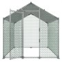 VEVOR Metal Chicken Coop, 6.56x6.56x6.56ft Large Walk-in Chicken Runs with Cover, Spire Roof Hen House Enclosure with Security Lock, Outdoor Duck Rabbit Cage Poultry Pen for Backyard, Farm, Yard