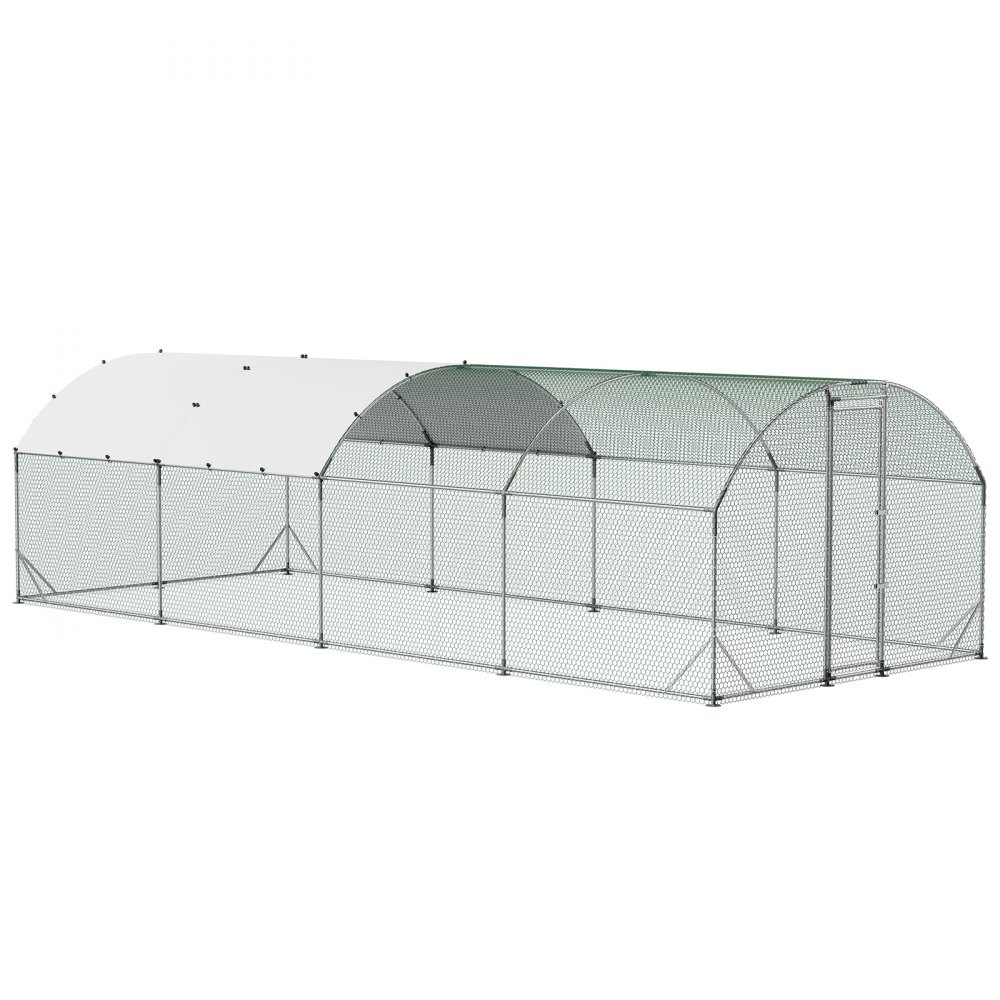 VEVOR Hühnerstall, 2,7x7,6x2 m, begehbarer Hühnerauslauf mit wasserdichter Abdeckung & stabilem Rahmen, Kuppeldach-Geflügelkäfig, Freilaufgehege, Geflügelstall für Kaninchen, Hühner, Gänse