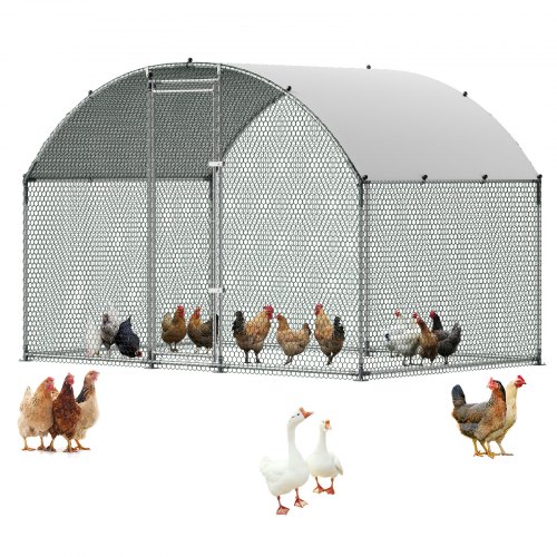 VEVOR Hühnerstall 3x2x2 m Begehbarer Hühnerauslauf mit Abdeckung, Hühnerhaus mit Doppeldach & Sicherheitsschloss Enten- & Kaninchenkäfig Geflügelgehege für Hinterhof Bauernhof Hof