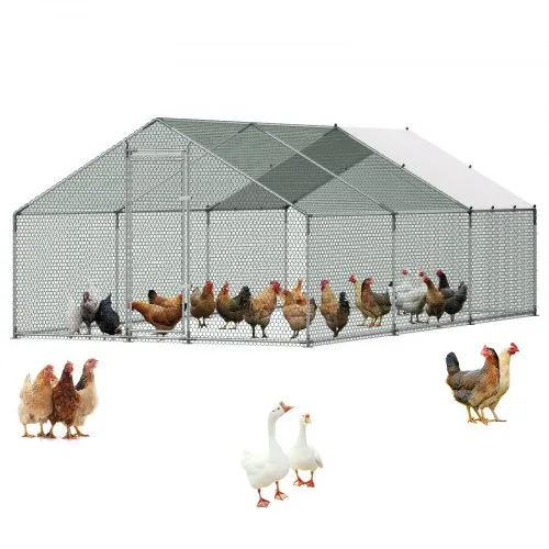 VEVOR Hühnerstall Metall 3x5,95x2m Begehbarer Hühnerauslauf mit Abdeckung, Hühnerhaus mit Turmdach & Sicherheitsschloss Enten- & Kaninchenkäfig, Geflügelgehege für Hinterhof Bauernhof Hof