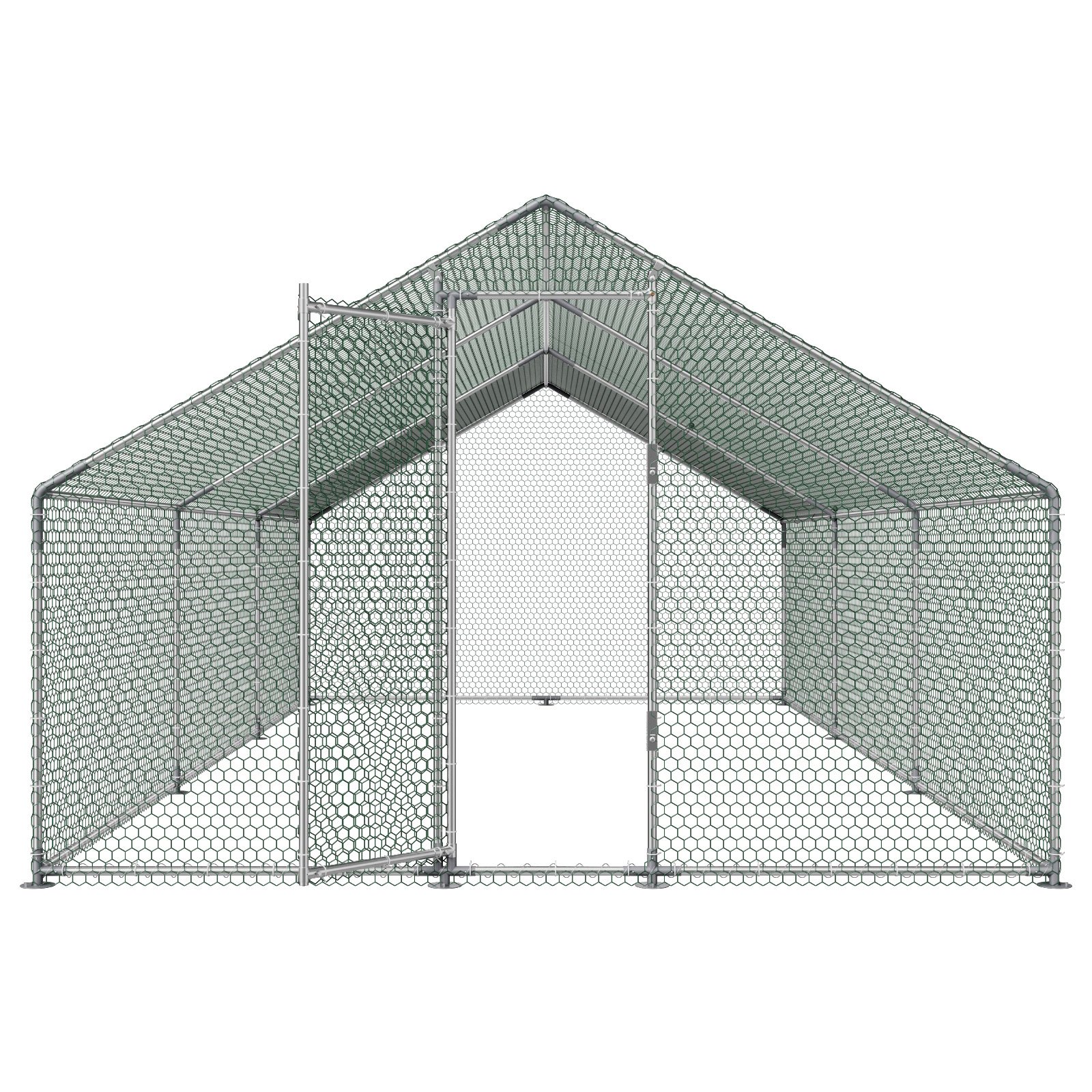 VEVOR Hühnerstall Metall 3x5,95x2m Begehbarer Hühnerauslauf mit Abdeckung, Hühnerhaus mit Turmdach & Sicherheitsschloss Enten- & Kaninchenkäfig, Geflügelgehege für Hinterhof Bauernhof Hof