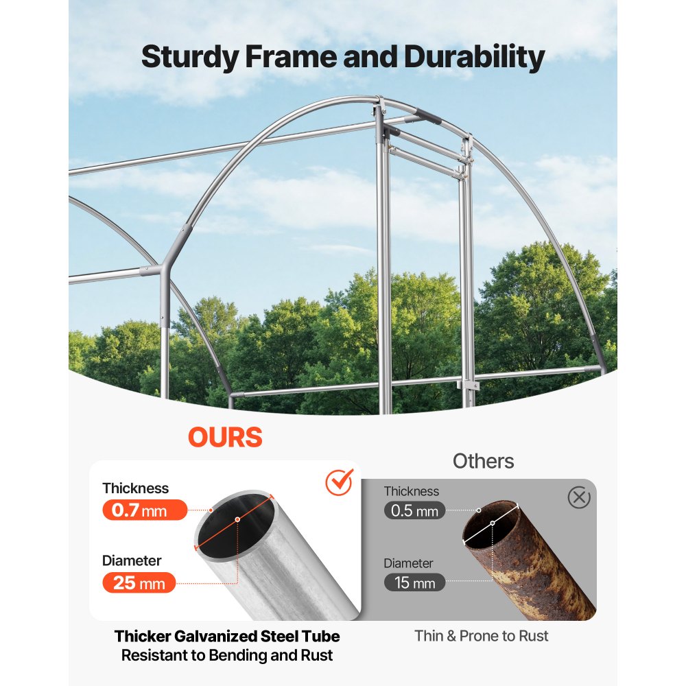 VEVOR Hühnerstall, 3x6x2 m, begehbarer Hühnerauslauf mit Abdeckung, Hühnerhaus mit Doppeldach & Sicherheitsschloss, Enten- & Kaninchenkäfig, Geflügelgehege für Hinterhof, Bauernhof, Hof
