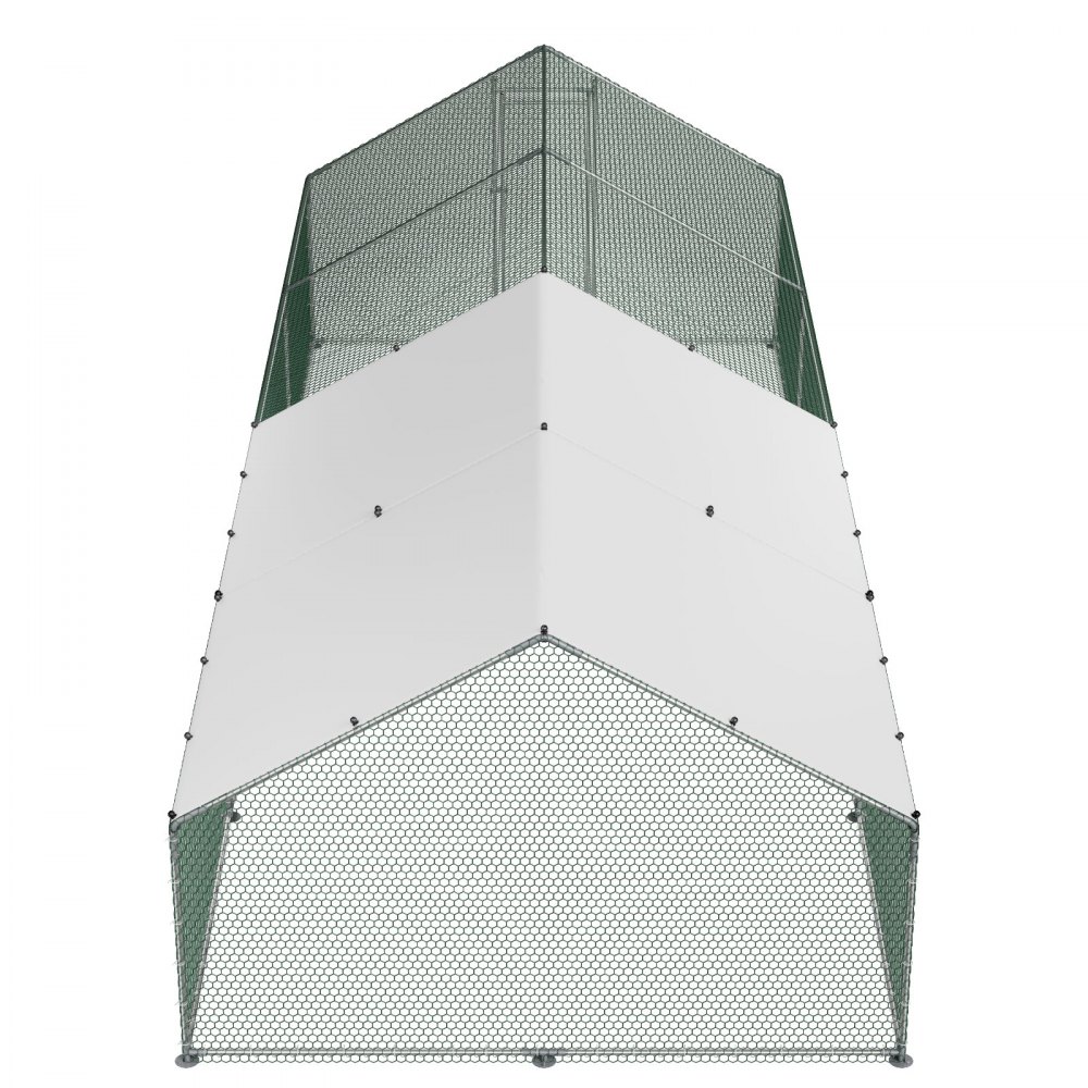 VEVOR Hühnerstall Metall, 3x8x2 m, begehbarer Hühnerauslauf mit Abdeckung, Hühnerauslauf mit Turmdach & Sicherheitsschloss, Enten- & Kaninchenkäfig, Geflügelgehege für Hinterhof, Bauernhof, Hof