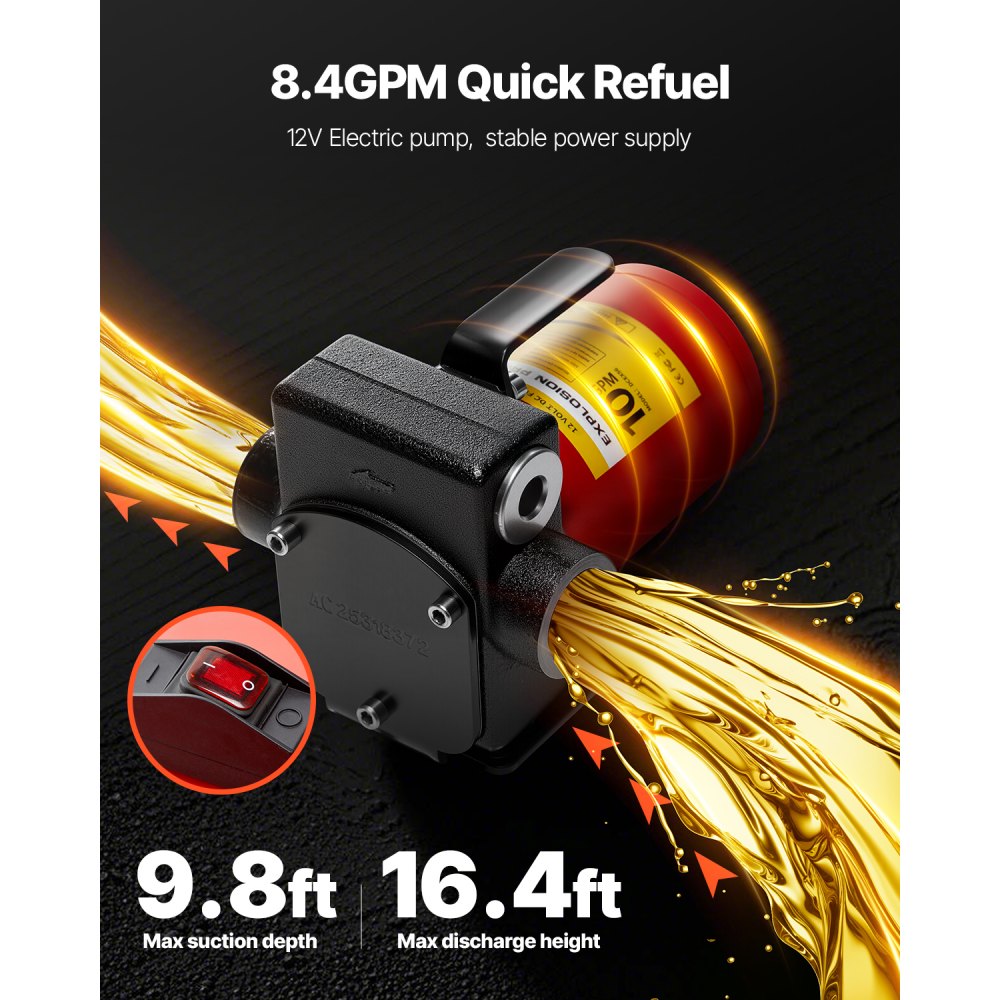 VEVOR 114 L Kraftstofftrolley, max. Durchfluss 32L/min, Dieseltank mit elektrischer Pumpe, Benzinkanister mit 2 Rädern & 3 m Schlauch, Gasbehälter für ATV, Auto, Rasenmäher, Boot, Motorrad, Rot